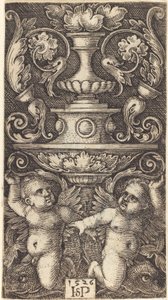 Double Cup with Two Genii Riding on Dolphins by Sebald Beham