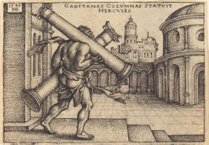 Hercules Carrying the Columns of Gaza by Sebald Beham