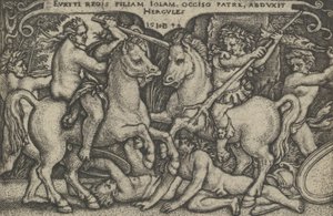 Hercules abducting Iole, from The Labors of Hercules by Sebald Beham
