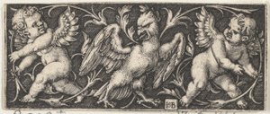Horizontal Panel with an Eagle Flanked by Two Genii by Sebald Beham