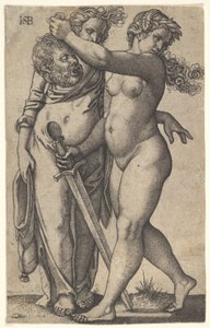 Judith Walking to the Left with the Head of Holofernes in Her Right Hand and a Sword by Sebald Beham