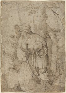Old Man Standing under Tree by Sebald Beham