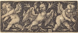 Ornament with Eagle and Two Genii by Sebald Beham