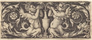 Ornament with Tritons Blowing Horns by Sebald Beham