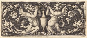 Ornament with Two Tritons Blowing Horns by Sebald Beham