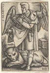 Plate 2: Saint Mark, his head turned in profile to the left, with an open book in his right hand by Sebald Beham