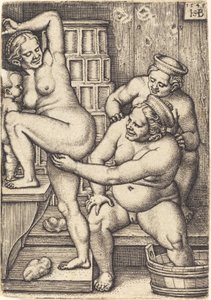 Three Women Bathing by Sebald Beham