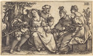 Two Loving Pairs with Clown by Sebald Beham