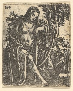 Woman with a Harp by Sebald Beham
