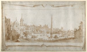 Design for a Frontispiece with a View of Rome inside the Porta del Popolo and a View of the Pincio by Sebastian Vrancx