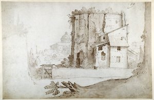Ruins on the Celio with the church of SS. Giovanni e Paolo by Sebastian Vrancx