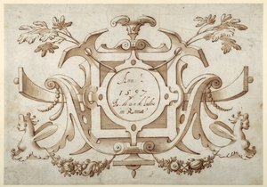Strapwork cartouche associated with the set of his Roman Views by Sebastian Vrancx