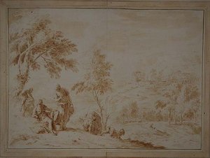 Extensive Pastoral Landscape with Hill-town, c.1720 by Sebastiano Ricci