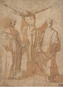 Christ on the Cross Flanked by Two Saints