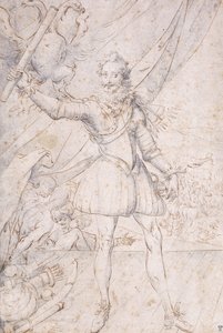 King Henry IV, Full-Length, a Trophy of the Ottoman Arms at his Feet, Raising a Scroll in Front of an Eagle by Second School of Fountainebleau