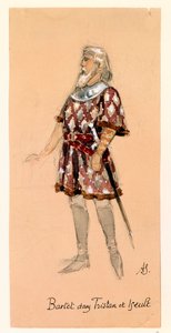 France, Paris, Costume Sketch for Kurwenal in Tristan and Isolde by Richard Wagner for Performance at Paris Palais Garnier by Segaud Segaud