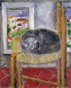 Cat on a Rush Chair by Sei Koyanagui