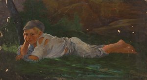 Boy Lying on the Ground by Severin Falkman