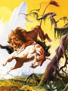 Fight Between Unicorn and Lion by Severino Baraldi