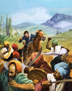 Unidentified Cavalryman Attacking Indians