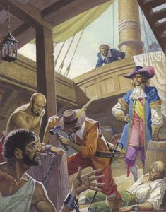 William Dampier has mutineers clapped in irons by Severino Baraldi