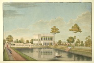 Calcutta house surrounded by a garden with tank and out-houses by Shaik Muhammad Amir of Karraya