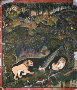 Brijnathji and Durjan Sal Sight a Pride of Lions by Shaykh Taju