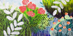 Vibrant Garden Scene by Shelley Hampe