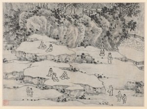 Twelve Views of Tiger Hill, Suzhou: The Nodding Stone Terrace, Tiger Hill by Shen Zhou