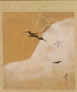 Birds in Snow from Album of Paintings by the Venerable Zeshin