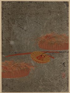 Flower Baskets and Farmers Hat, ca. 1880s by Shibata Zeshin
