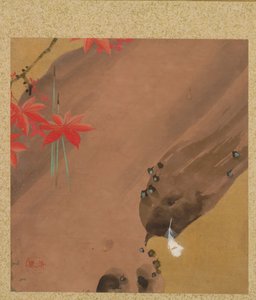 Maple Leaves and Feather from Album of Paintings by the Venerable Zeshin