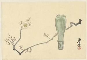 Plum Blossom and a Tea Whisk by Shibata Zeshin