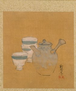 Teapot and Cups from Album of Paintings by the Venerable Zeshin by Shibata Zeshin