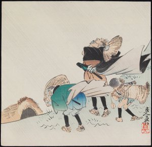 Travelers in a Storm by Shibata Zeshin