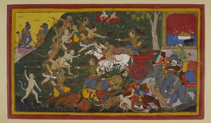 Lakshmana Kills Indrajit; Rama and Allies Await by S?hibdin S?hibdin
