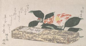 Camellia Flower and Yokan a sort of bean jelly Wrapped in Bamboo Skin by Shinsai