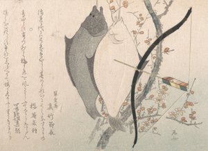 Halibuts and a Bow with Arrow Hanging on a Plum Tree