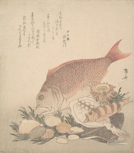 Large and Small Fish Swimming Among Shells and Moss at the Bottom of the Sea by Shinsai