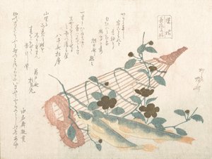 Sweet Fishes of the Nagara River, with Baskets and Flowers by Shinsai