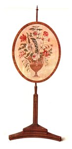 Inlaid Mahogany Pole Screen by Shirley Charles Llewellyn Slocombe