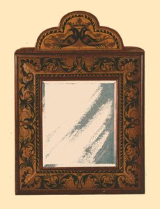 Mirror with walnut frame with inlaid marquetry by Shirley Charles Llewellyn Slocombe