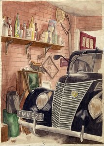 Car in garage, c1950 by Shirley Markham