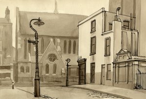 Lamppost and Church, c1951