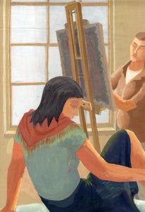Model and Student in Drawing Class