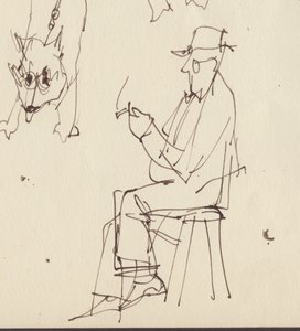 Seated Man and Dog Studies, 1950 by Shirley Markham
