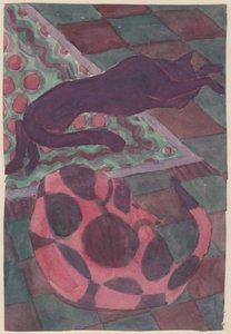 Sleeping Dog and Cat, c1951 by Shirley Markham