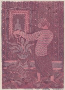 Woman Watering Plants by Shirley Markham