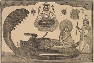 Anantasayan (Vishnu Reclining on Serpent Ananta) by Shri Gobinda Chandra Roy