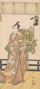 Arashi Sangoro as a Samurai Standing on the Veranda of a Great House by Shunsho